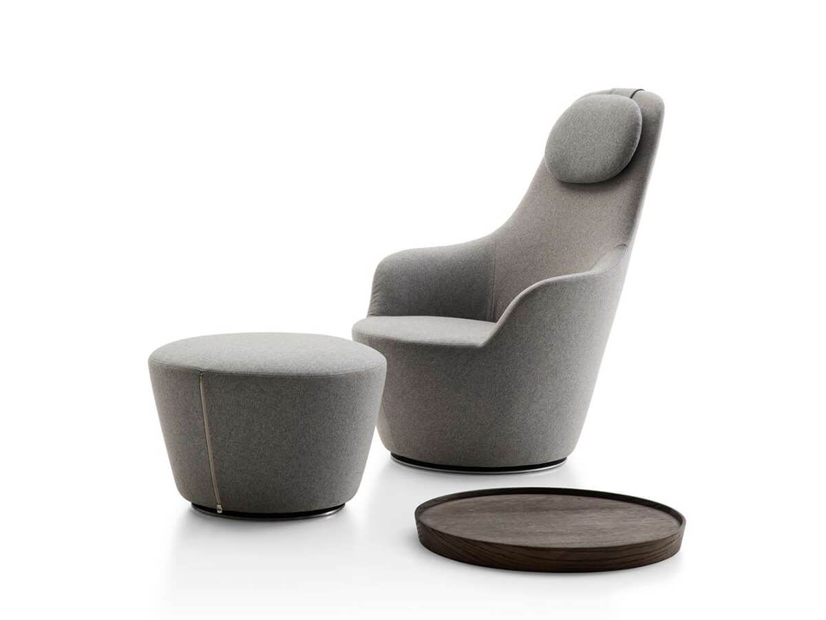 B&B Italia Harbor Armchair With High Backrest and Ottoman