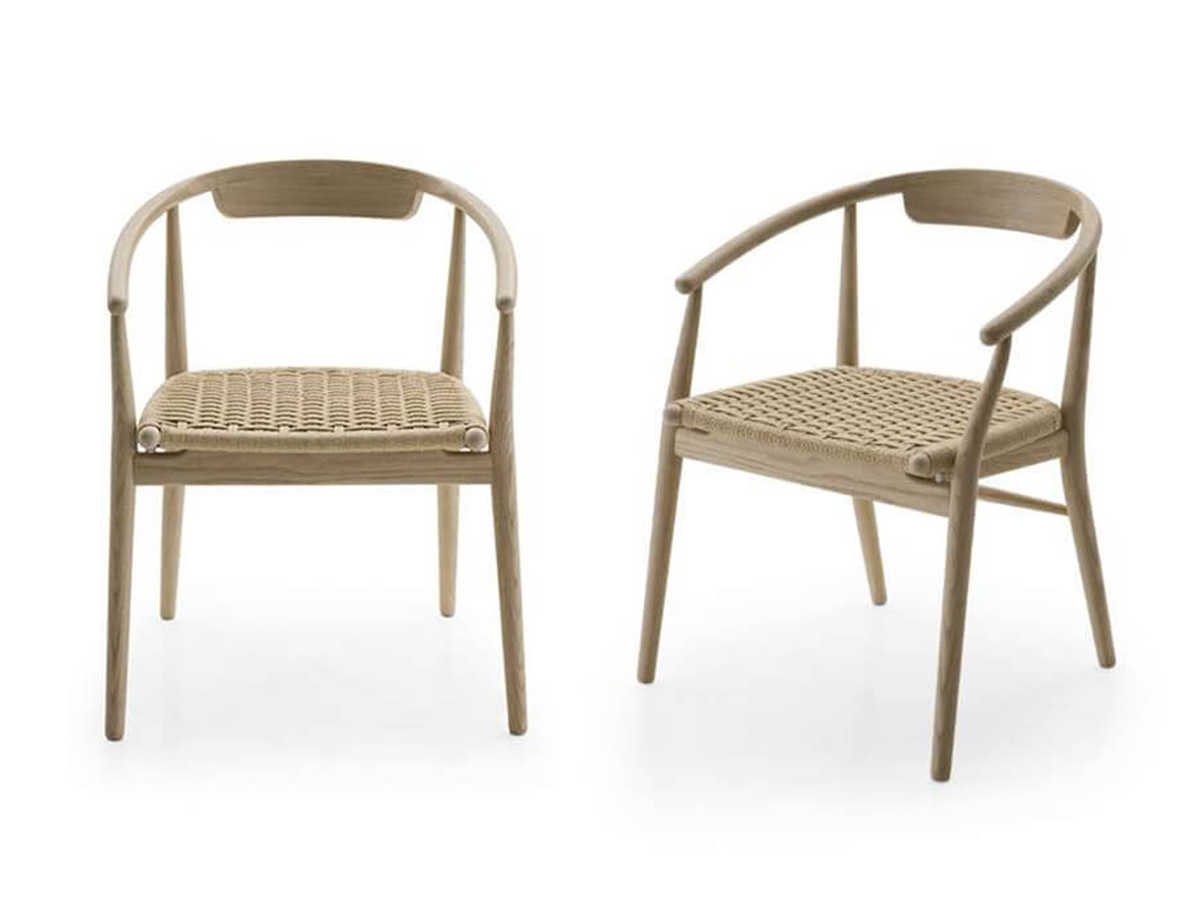 B&B Italia Jens Chair With Open Backrest and Woven Seat