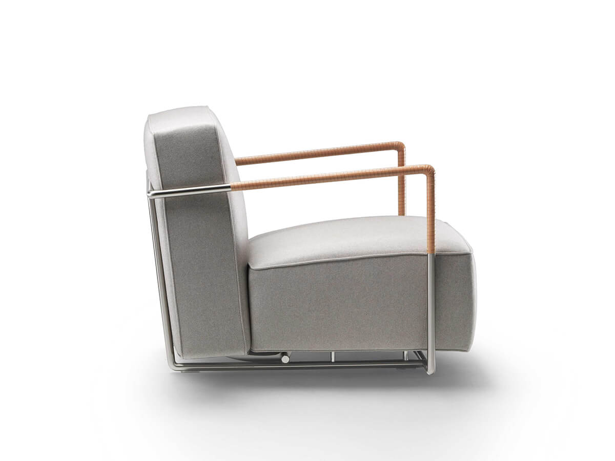Flexform A.B.C. Armchair With Armrests in Saddle Leather