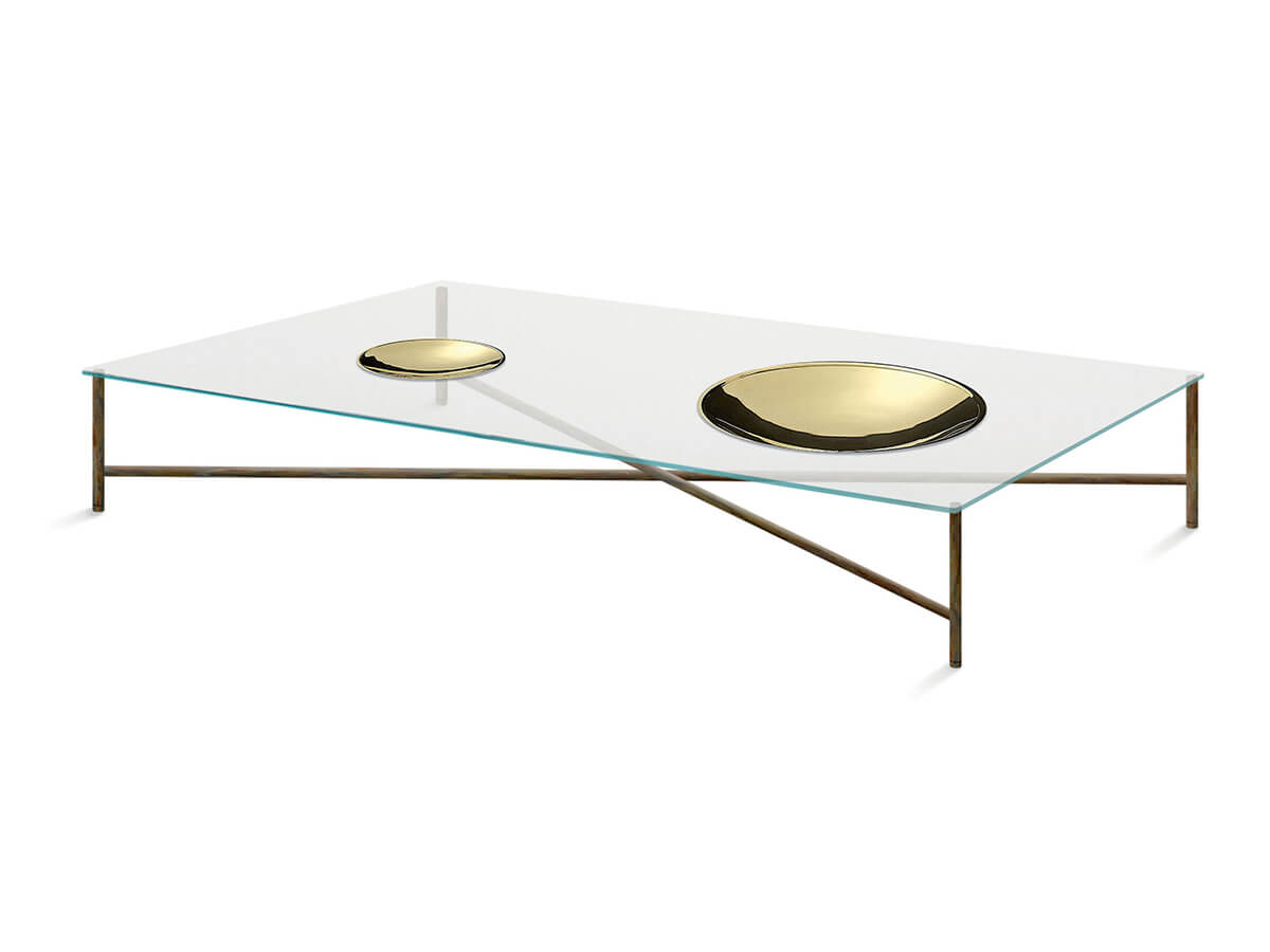 Gallotti&Radice Golden Moon Coffee Table Rectangular with 2 Plates