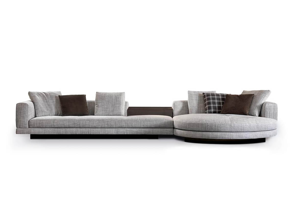 Minotti Connery Sofa With Round Large Chaise Longue