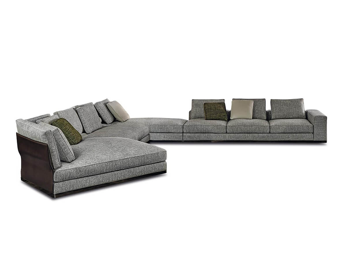 Minotti West Sofa With Chaise Longue in Saddle Leather