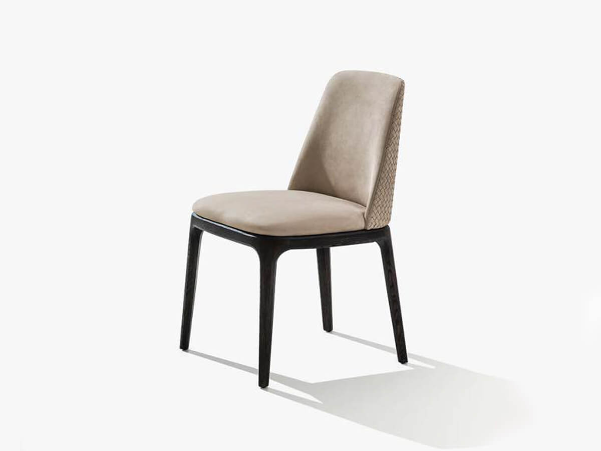 Poliform Grace Chair With Backrest in Woven Leather