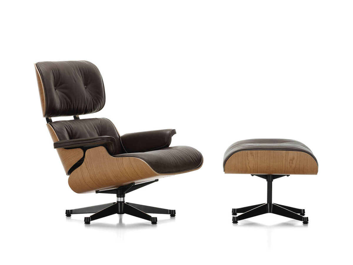 Vitra Eames Lounge Chair Poltrona & Pouf Scocca in Ciliegio Americano