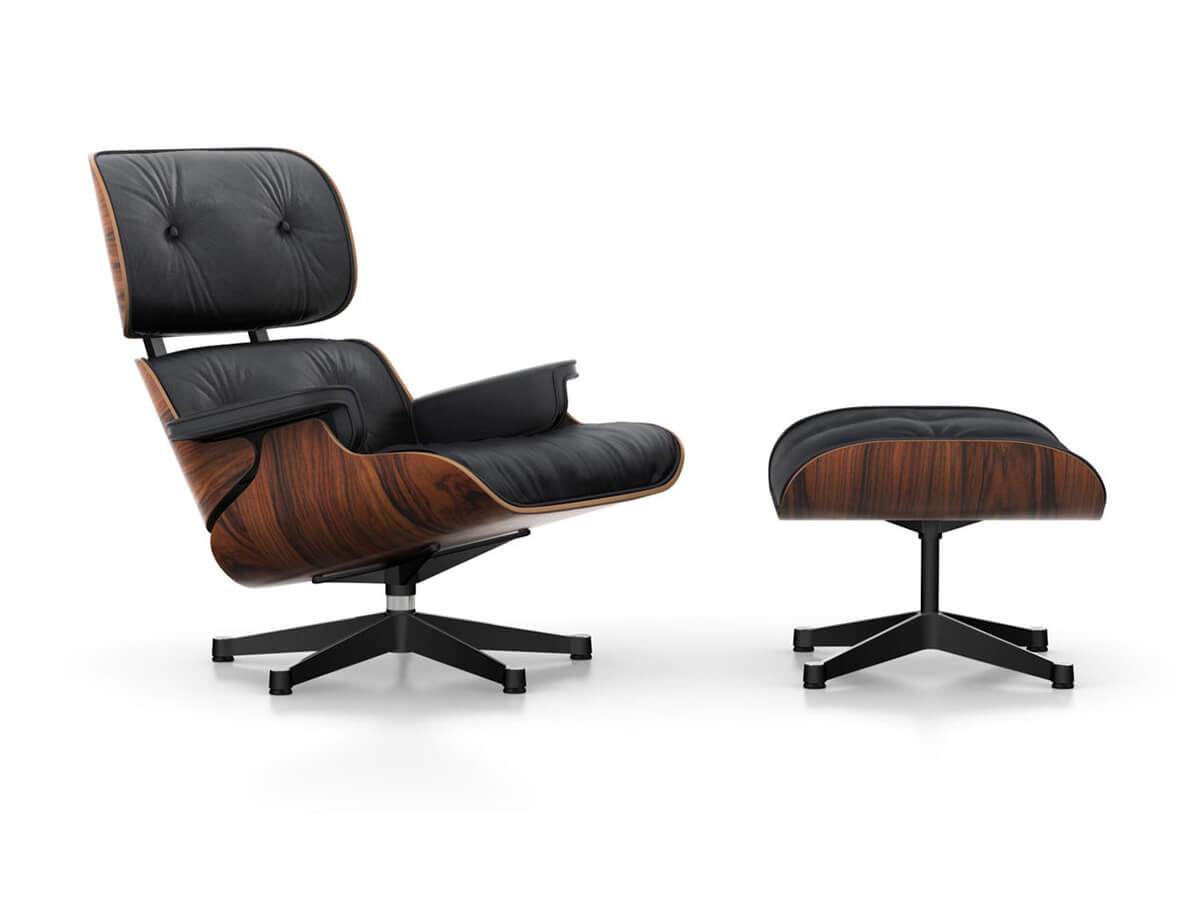 Vitra Eames Lounge Chair Poltrona & Pouf Scocca in Palissandro Santos